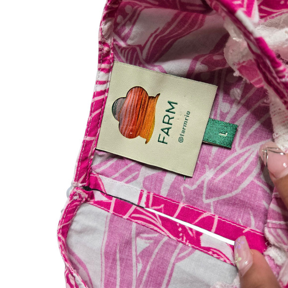 Farm Rio Tropical Woodcut Mini Pink Dress Size: L - Picture 4 of 8